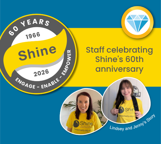 Staff celebrating Shine's 60th anniversary - Lindsey and Jenny's Story
