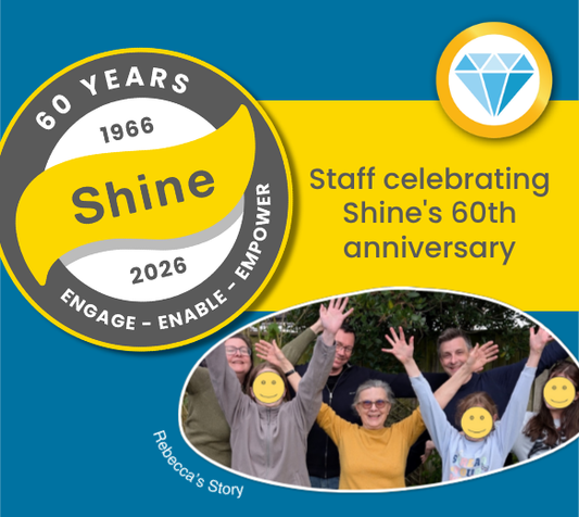Staff celebrating Shine's 60th anniversary - Rebecca's Story